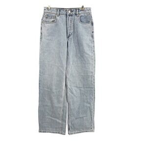 Nude Lucy Jeans Womens 24 Blue High Rise Wide Straight Leg Organic Cotton